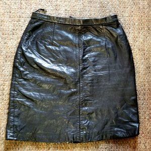 Vintage North Beach Leather MINI Skirt 28" Black